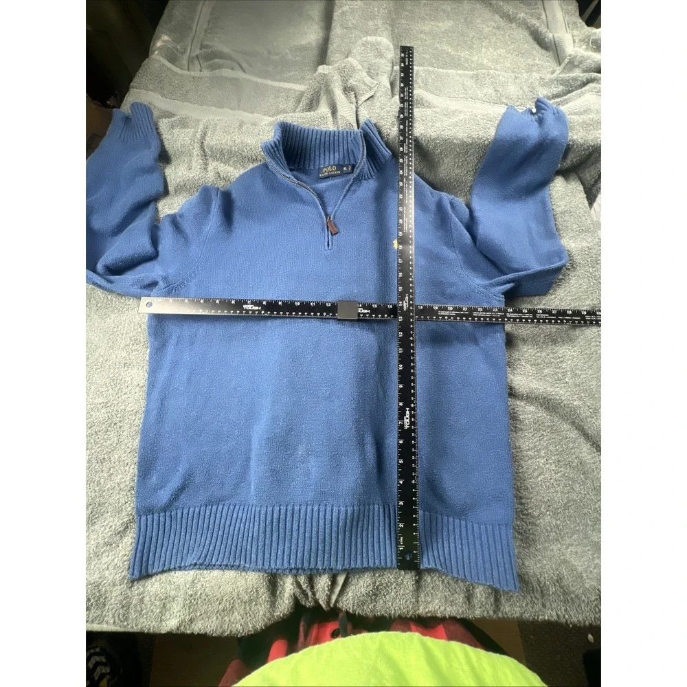 Polo Ralph Lauren Men XL 1/4 Zip Pullover Sweater Blue Long Sleeve Heavy w/ Pony